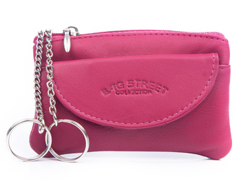 Etui na klucze różowe z miękkiej skóry naturalnej Bag Street