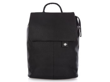 Women's elegant city backpack with flap black Jennifer Jones