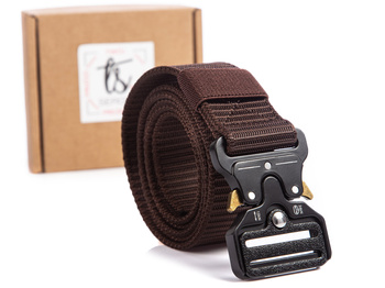 Brown tactical men's belt for pants strapped SERGEJ