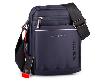 Granatowa elegancka torba męska na ramię miejska materiałowa Pierre Cardin