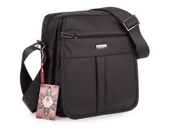 Peterson czarna torebka męska na ramię materiałowa elegancka średnia