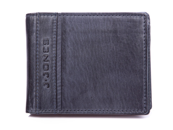 J Jones men's navy blue natural leather wallet