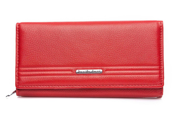 Large horizontal women's soft natural leather wallet red Jennifer Jones