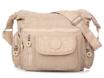 Damen Kreppstoff Handtasche hellbeige Tasche Street