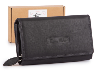 Duży, czarny portfel damski Money Maker ze skóry naturalnej
