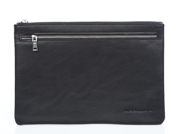 Elegancka męska saszetka na dokumenty cienka czarna 29x20x1 cm