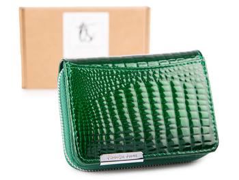 Portfel damski lakierowany zielony skórzany Jennifer Jones