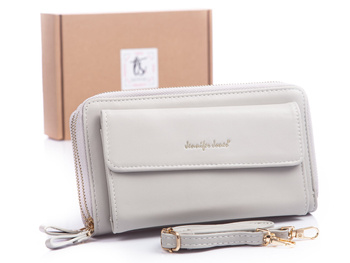 Large women's wallet with phone pocket light grey Jennifer Jones