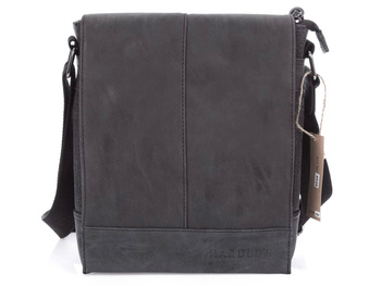 J Jones Men's shoulder bag with flap medium black