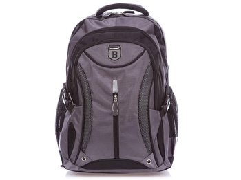 Bag Street Großer grauer Schulrucksack mit 3 Fächern