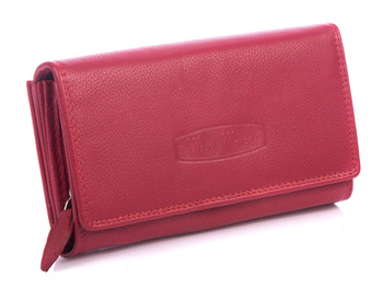Large women's soft leather wallet red Money Maker