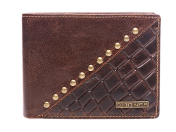 Men's leather wallet with metal studs brown bifold J Jones