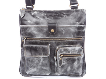 Torba na ramię vintage skórzana szara Wild Tiger