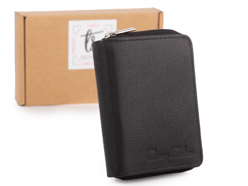Mały portfel damski ze skóry naturalnej w kolorze czarnym Money Maker