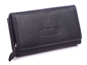Women's black leather wallet with rfid security Money Maker