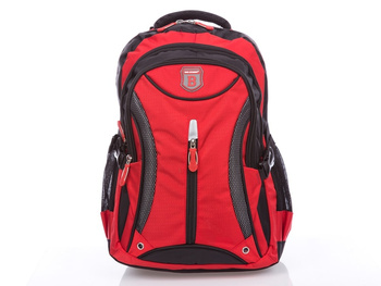 Bag Street Czerwony plecak szkolny A4 3-komorowy