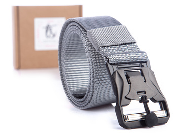 Grey webbing trouser belt with magnetic buckle RANGER
