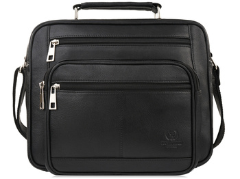 Skórzana, czarna torba męska do pracy średnia Paolo Peruzzi