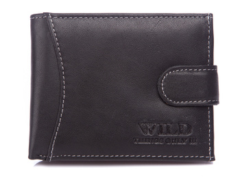 WILD men's horizontal leather wallet with clasp black