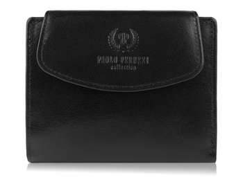 Czarny skórzany portfel damski średniej wielkości RFID Paolo Peruzzi