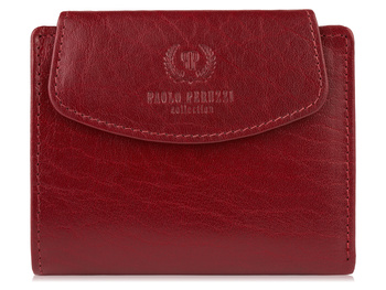 Skórzany portfel damski czerwony średni z ochroną kart RFID Paolo Peruzzi