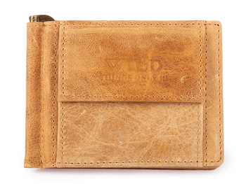 Jasnobeżowy portfel męski skórzany WILD Things Only z klipsem na banknoty