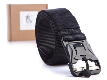 Schwarz Stoffgürtel Herren Hosengürtel mit magnetischer Schnalle SERGEJ RANGER