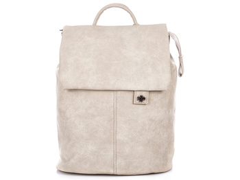 Beżowy plecak damski miejski elegancki z klapką z miękkiej eko-skóry Jennifer Jones