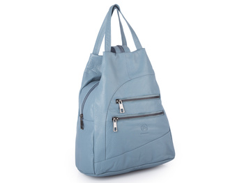 Skórzany plecak miejski damski w kolorze jasnoniebieskim Bellugio