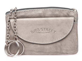 Skórzane szare etui na klucze zapinane na zamek Bag Street