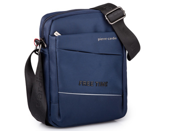 Ciemnoniebieska elegancka listonoszka męska na ramię Pierre Cardin
