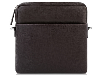 Ciemnobrązowa średnia torba męska na ramię miejska  z miękkiej skóry naturalnej