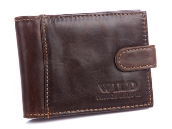Etui na karty męskie skórzane ciemny brąz WILD Thing's Only