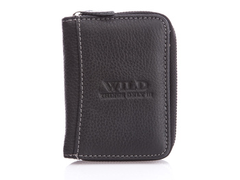WILD Kleines schwarzes Herrenportemonnaie mit Reißverschluss