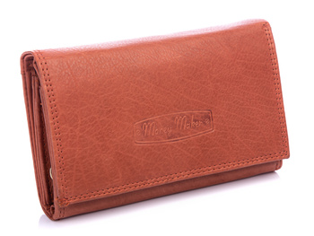 Large women's leather wallet light brown Money Maker