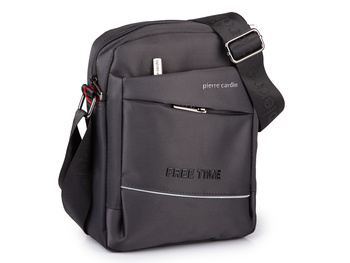 Popielata torba męska na ramię elegancka listonoszka na co dzień Pierre Cardin