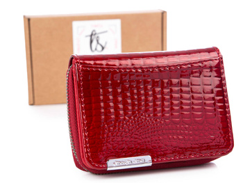 Small red women's zippered wallet by Jennifer Jones