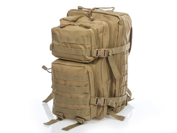 Wytrzymały plecak miejski i turystyczny w wojskowym stylu, beżowy