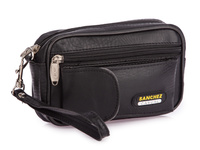 Mała saszetka męska z paskiem na nadgarstek i uchwytem do paska od spodni