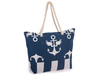 Torba na plażę z uchwytami do ręki z grubego sznurka granatowa Bellugio