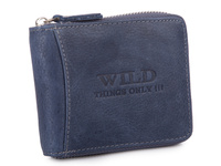 Duży granatowy portfel męski WILD ze skóry naturalnej zapinany na zamek
