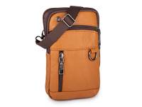 Skórzana, jasnobrązowa, mała saszetka na szyję, idealna na dokumenty lub paszport