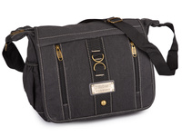 Szara torba męska na ramię z klapą w stylu vintage z canvasu A4 na studia ORMI