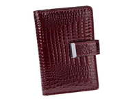 Damskie lakierowane etui na karty i dokumenty bordowe croco Jennifer Jones
