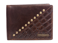 Portfel męski na karty i banknoty z ćwiekami brązowy J Jones