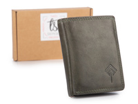 Nieduży, skórzany portfel w kolorze zielonym z RFID