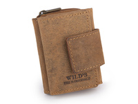 Bardzo mały kieszonkowy portfel męski ze skóry naturalnej brązowy WILD