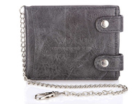 Szary portfel męski z metalowym łańcuchem WILD