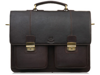 Duża, skórzana teczka męska na dokumenty w kolorze ciemnobrązowym Paolo Peruzzi