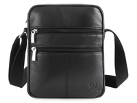 Skórzana saszetka męska na ramię elegancka czarna